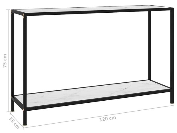 Konzolový stolek bílý 120 x 35 x 75 cm tvrzené sklo 322841