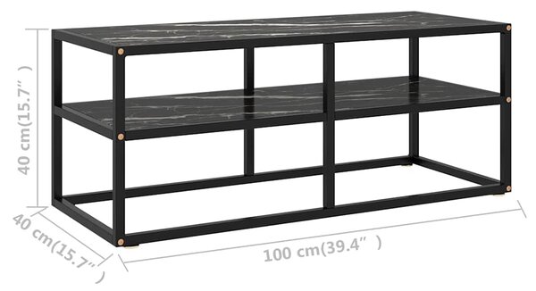 TV stolek černý s černým mramorovým sklem 100 x 40 x 40 cm 322858