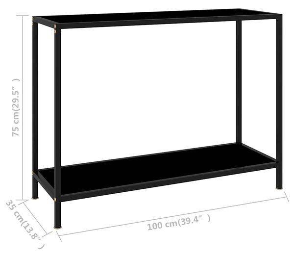 Konzolový stolek černý 100 x 35 x 75 cm tvrzené sklo 322836