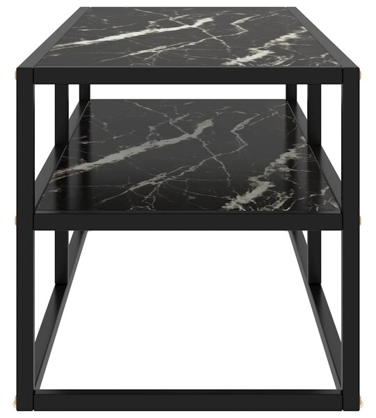 TV stolek černý s černým mramorovým sklem 100 x 40 x 40 cm 322858