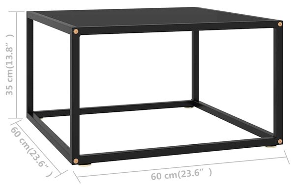 Konferenční stolek černý s černým sklem 60 x 60 x 35 cm 322872