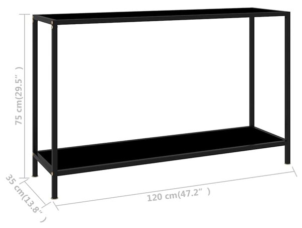 Konzolový stolek černý 120 x 35 x 75 cm tvrzené sklo 322840
