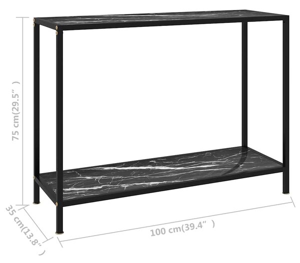 Konzolový stolek černý 100 x 35 x 75 cm tvrzené sklo 322838