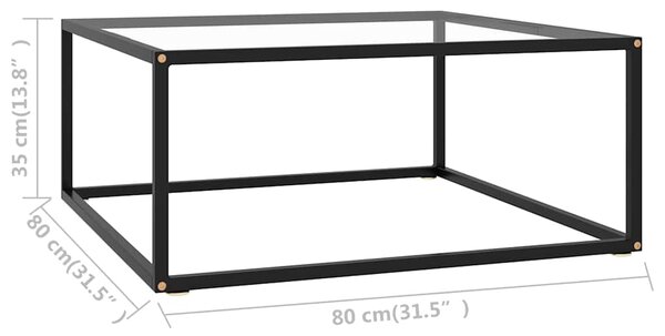 Konferenční stolek černý s tvrzeným sklem 80 x 80 x 35 cm 322875