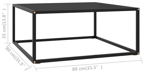 Konferenční stolek černý s černým sklem 80 x 80 x 35 cm 322876