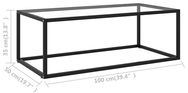 Konferenční stolek černý s tvrzeným sklem 100 x 50 x 35 cm 322879