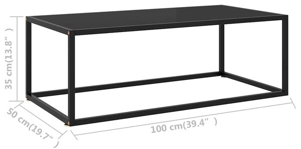 Konferenční stolek černý s černým sklem 100 x 50 x 35 cm 322880