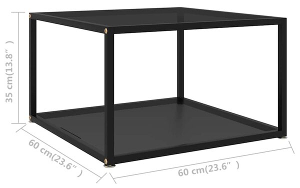 Konferenční stolek černý 60 x 60 x 35 cm tvrzené sklo 322888