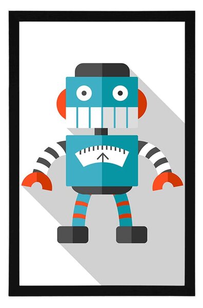 Plakát modrý robot na bílém pozadí