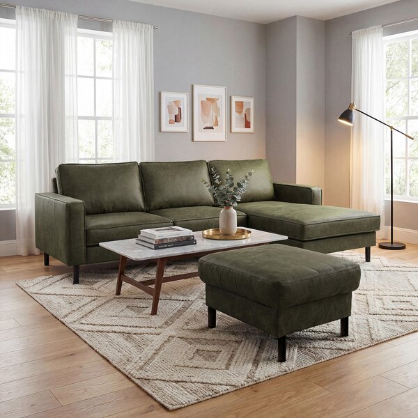 ROHOVÁ SEDAČKA, textil, kůže, zelená Livetastic - Sedací soupravy, Online Only