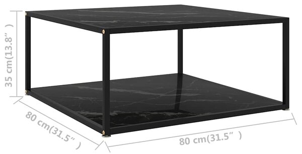 Konferenční stolek černý 80 x 80 x 35 cm tvrzené sklo 322895