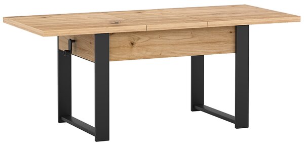 Rozkládací polohovací konferenční stolek HOGO 3v1 | 120-157x62,5-74,5x67 cm | síla horní desky 32 mm | dub artisan/černé nohy