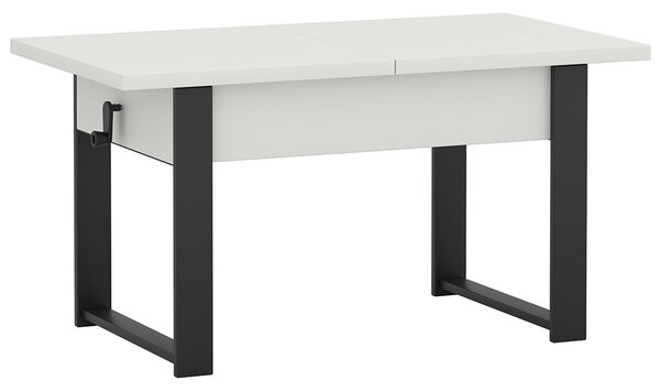 Rozkládací polohovací konferenční stolek HOGO 3v1 | 120-157x62,5-74,5x67 cm | síla horní desky 32 mm | bílá/černé nohy