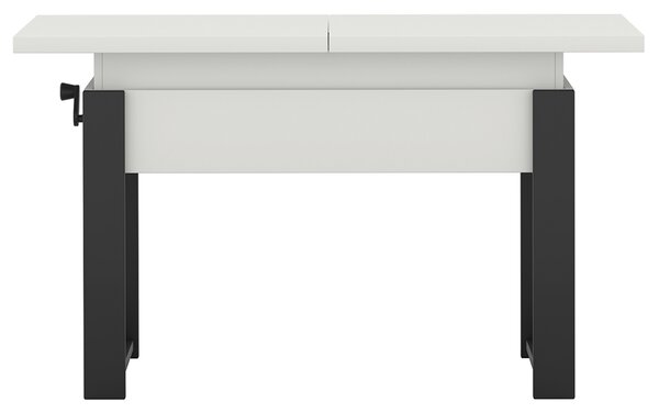 Rozkládací polohovací konferenční stolek HOGO 3v1 | 120-157x62,5-74,5x67 cm | síla horní desky 32 mm | bílá/černé nohy