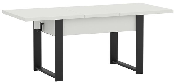 Rozkládací polohovací konferenční stolek HOGO 3v1 | 120-157x62,5-74,5x67 cm | síla horní desky 32 mm | bílá/černé nohy