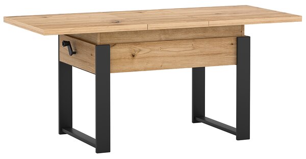 Rozkládací polohovací konferenční stolek HOGO 3v1 | 120-157x62,5-74,5x67 cm | síla horní desky 32 mm | dub artisan/černé nohy