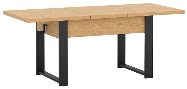 Rozkládací polohovací konferenční stolek HOGO 3v1 | 120-157x62,5-74,5x67 cm | síla horní desky 32 mm | dub bookmatch/černé nohy
