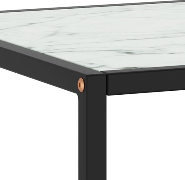 Konferenční stolek černý s bílým mramorovým sklem 90x90x50 cm 322913