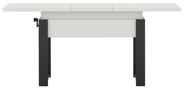 Rozkládací polohovací konferenční stolek HOGO 3v1 | 120-157x62,5-74,5x67 cm | síla horní desky 32 mm | bílá/černé nohy