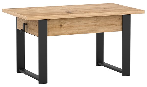 Rozkládací polohovací konferenční stolek HOGO 3v1 | 120-157x62,5-74,5x67 cm | síla horní desky 32 mm | dub artisan/černé nohy