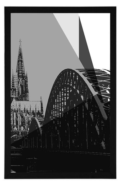 Plakát ilustrace města Kolín v černobílém provedení