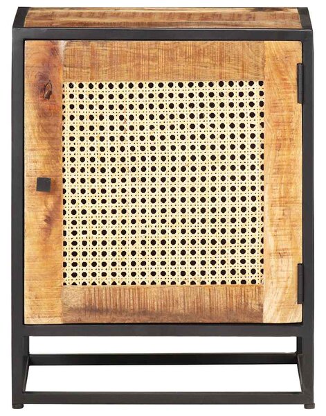 Noční stolek 40 x 30 x 50 cm masivní mangovník a přírodní rákos 323140