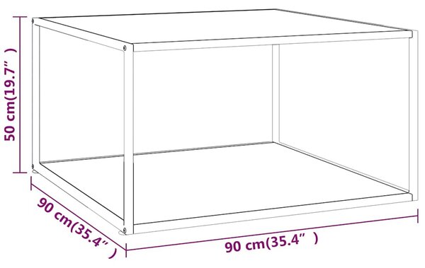 Konferenční stolek černý s bílým mramorovým sklem 90x90x50 cm 322913
