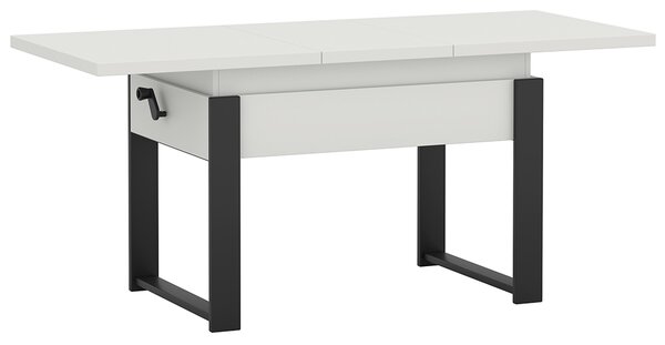 Rozkládací polohovací konferenční stolek HOGO 3v1 | 120-157x62,5-74,5x67 cm | síla horní desky 32 mm | bílá/černé nohy