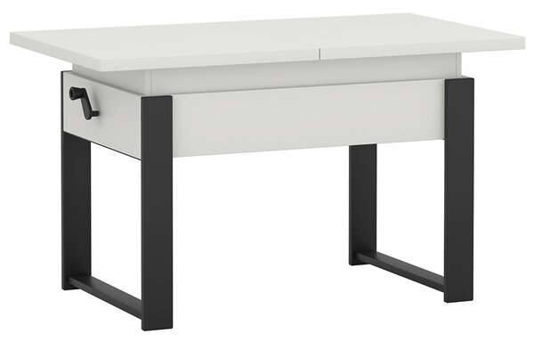 Rozkládací polohovací konferenční stolek HOGO 3v1 | 120-157x62,5-74,5x67 cm | síla horní desky 32 mm | bílá/černé nohy