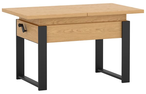 Rozkládací polohovací konferenční stolek HOGO 3v1 | 120-157x62,5-74,5x67 cm | síla horní desky 32 mm | dub bookmatch/černé nohy