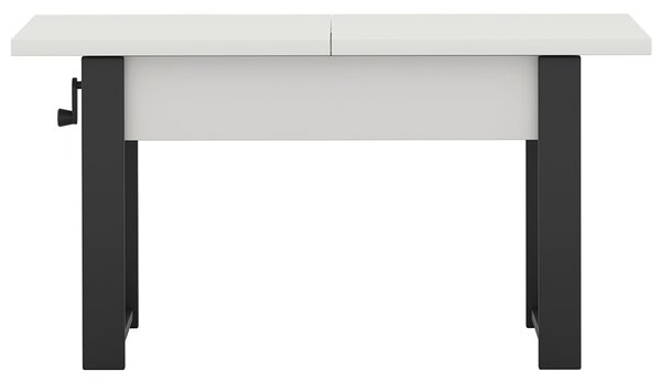 Rozkládací polohovací konferenční stolek HOGO 3v1 | 120-157x62,5-74,5x67 cm | síla horní desky 32 mm | bílá/černé nohy