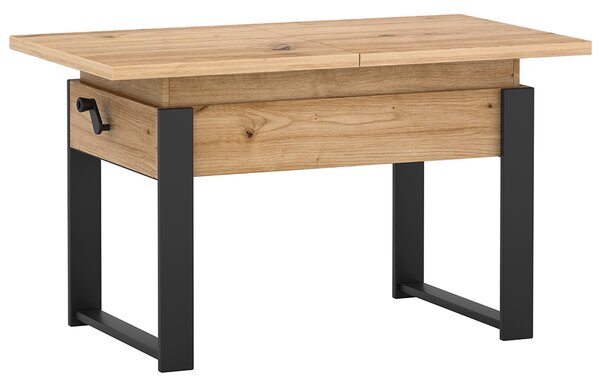 Rozkládací polohovací konferenční stolek HOGO 3v1 | 120-157x62,5-74,5x67 cm | síla horní desky 32 mm | dub artisan/černé nohy