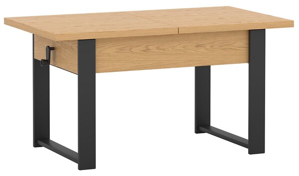 Rozkládací polohovací konferenční stolek HOGO 3v1 | 120-157x62,5-74,5x67 cm | síla horní desky 32 mm | dub bookmatch/černé nohy