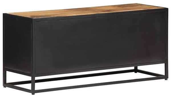 TV stolek 90x30x40 cm hrubý masivní mangovník a přírodní rákos 323144