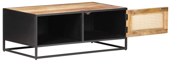 Konferenční stolek 90x50x35 cm hrubý mangovník přírodní rákos 323143