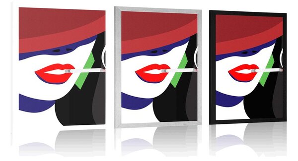Plakát žena v klobouku v pop art stylu