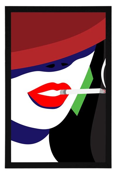 Plakát žena v klobouku v pop art stylu