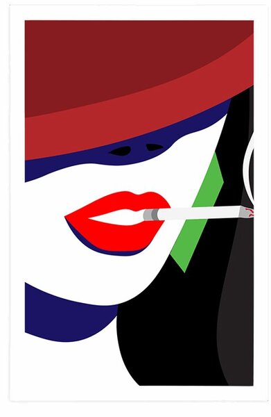 Plakát žena v klobouku v pop art stylu