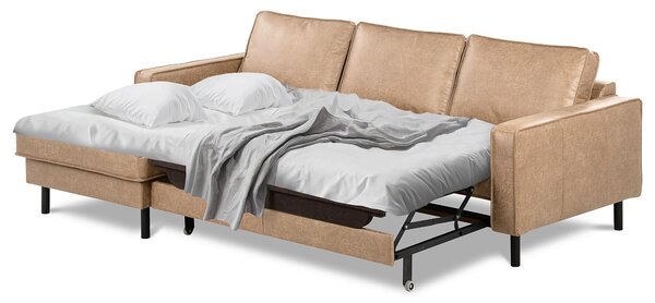 ROHOVÁ SEDAČKA, textil, kůže, pískové barvy Livetastic - Sedací soupravy, Online Only