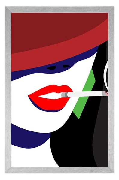 Plakát žena v klobouku v pop art stylu