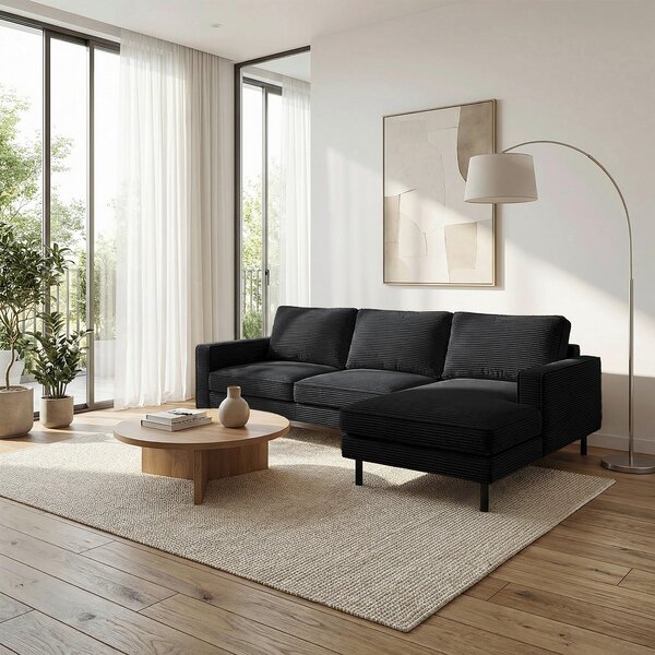 ROHOVÁ SEDAČKA, textil, černá Livetastic - Sedací soupravy, Online Only