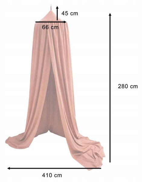 Dětský baldachýn nad postýlku závěs stan tmavě růžový