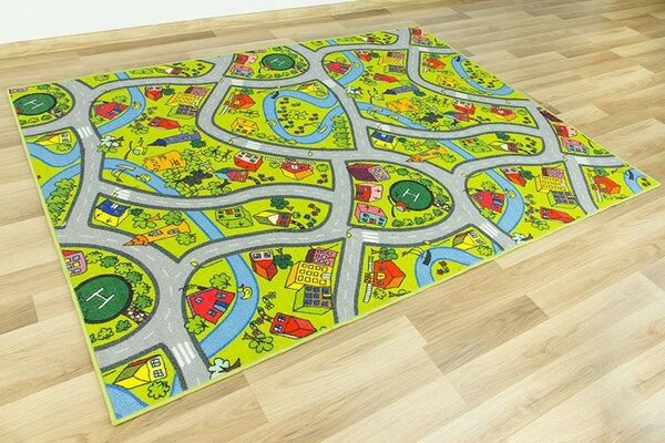 Balta Dětský kusový koberec Uličky 12 zelený Rozměr: 100x150 cm