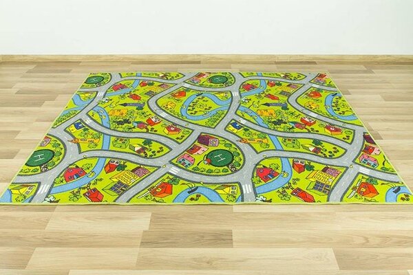 Balta Dětský kusový koberec Uličky 12 zelený Rozměr: 100x150 cm