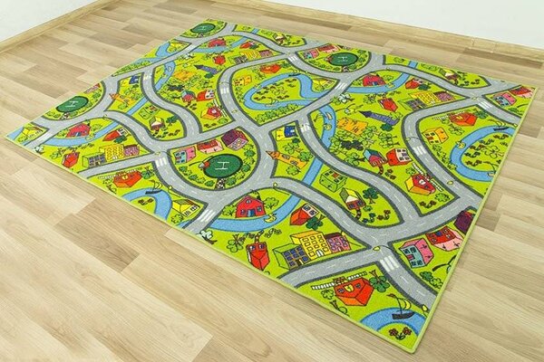 Balta Dětský kusový koberec Uličky 12 zelený Rozměr: 100x150 cm