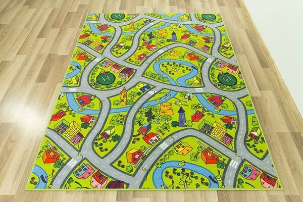 Balta Dětský kusový koberec Uličky 12 zelený Rozměr: 100x150 cm