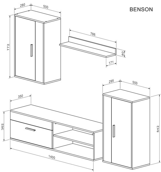 HALMAR Sada obývacího nábytku Benson dub artisan/černá