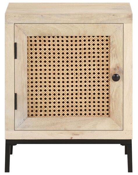 Noční stolek 40 x 30 x 50 cm masivní mangovník a přírodní rákos 323509