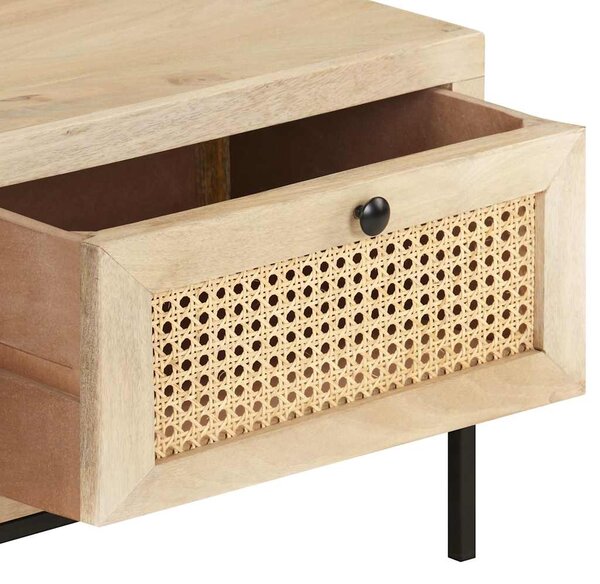 Konferenční stolek 90x50x37 cm masivní mangovník přírodní rákos 323511