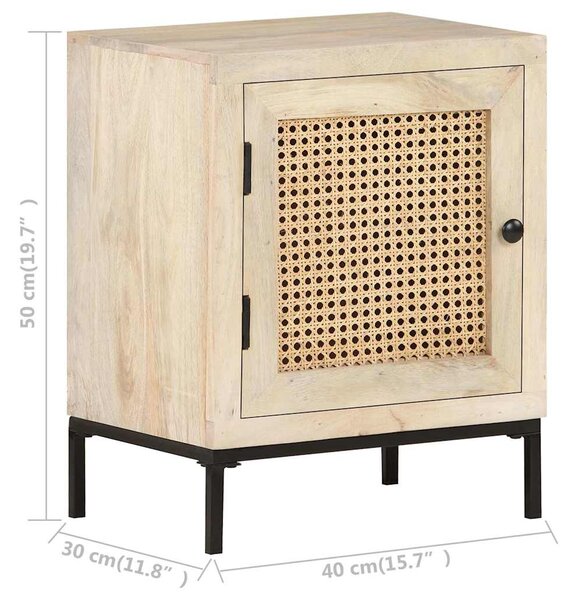 Noční stolek 40 x 30 x 50 cm masivní mangovník a přírodní rákos 323509
